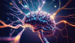 Brain inflammation and neural connection – inflammation and depression - Lifetime Insight Illustration of brain inflammation and neural activity representing the link between inflammation and depression