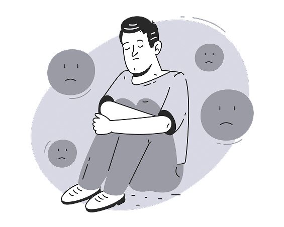 Adult in virtual therapy session for online adjustment disorder treatment-1